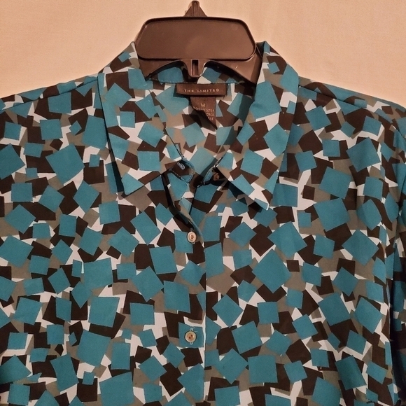 THE LIMITED Women's Teal Green Patterned Blouse Size M - Picture 2 of 5